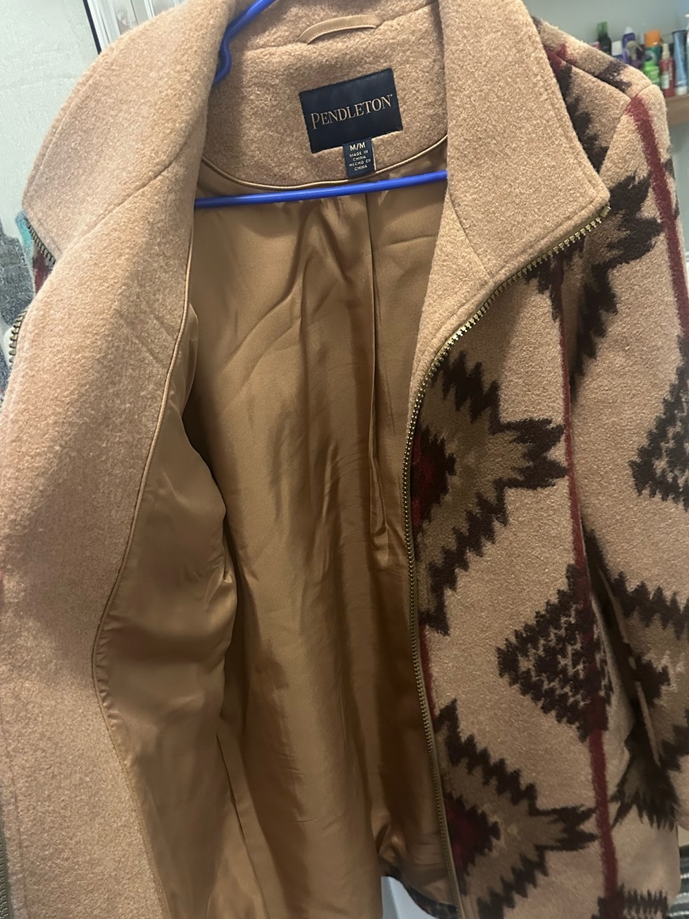 Pendleton Tan Aztec-Pattern Zip Front Trench Coat - Picture 3 of 4